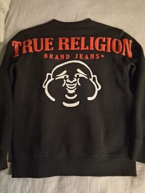 True Religion Black Sweatshirt with Red and White Logo